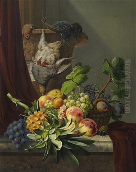 Variastilleben Mit Fruchten Und Erlegten Singvogeln Oil Painting by Anthony Oberman
