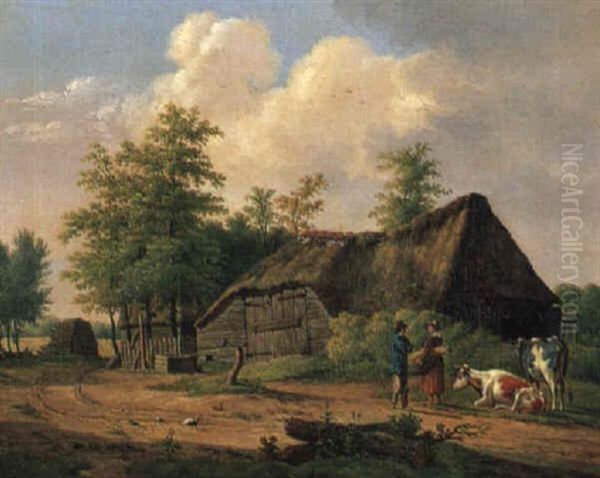 The Farmyard Oil Painting by Anthony Oberman