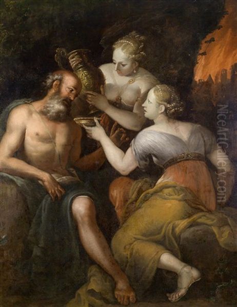 Lot Und Seine Tochter Oil Painting by Erasmo Antonio Obermueller (Il Pistolese)