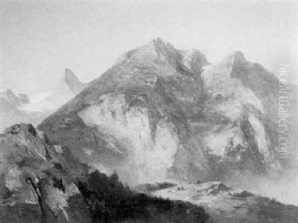 Berglandschaft Oil Painting by Adolf Obermuellner