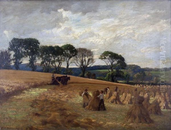 Heading The Stooks Oil Painting by Dermod William O'Brien