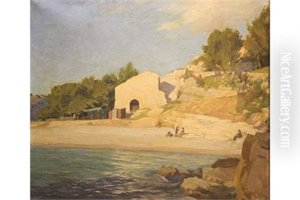 Beach Near Cassis Oil Painting by Dermod William O'Brien