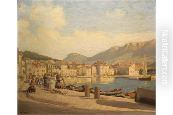 Cassis Harbour Oil Painting by Dermod William O'Brien