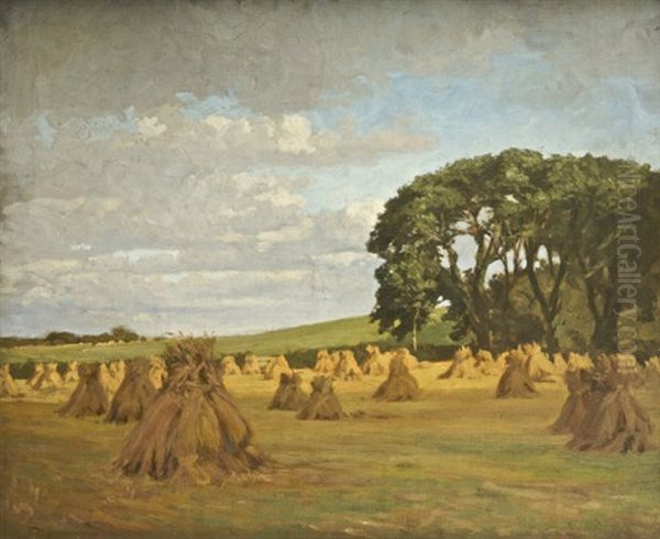 Haystacks, Rathgonan, Co. Limerick Oil Painting by Dermod William O'Brien