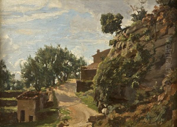 Landscape Near Cassis, France Oil Painting by Dermod William O'Brien