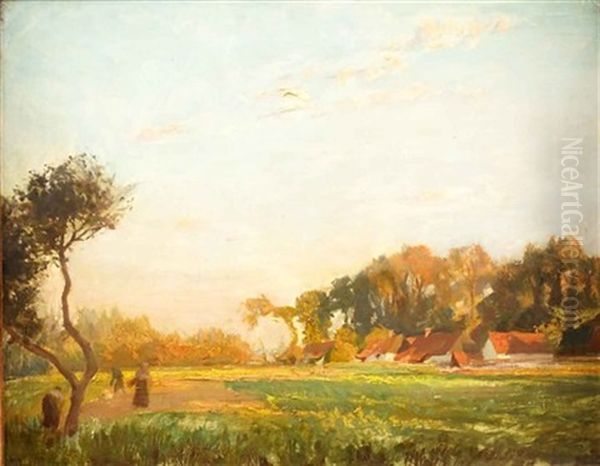 Harvesting In France Oil Painting by Dermod William O'Brien