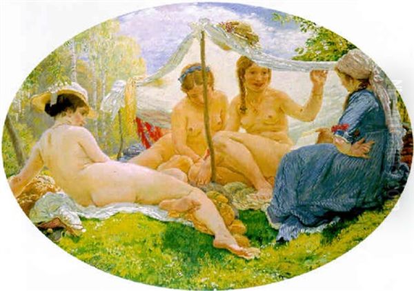 Dejeuner Sur L'herbe Oil Painting by Jakub Obrovsky