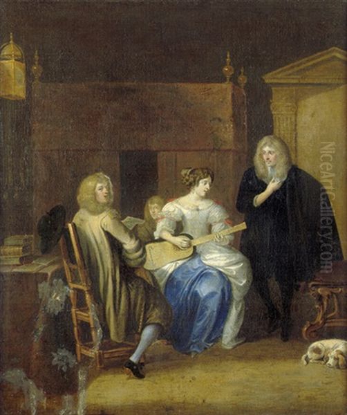 Die Musikstunde Oil Painting by Jacob Ochtervelt