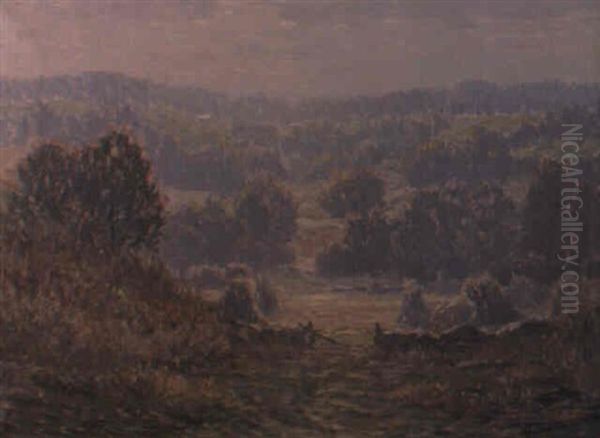 Autumn Fields Oil Painting by Leonard Ochtman