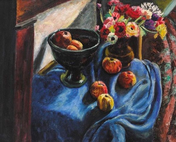 Still Life With Apples And Anemonies Oil Painting by Renee O'Conor (Honta)