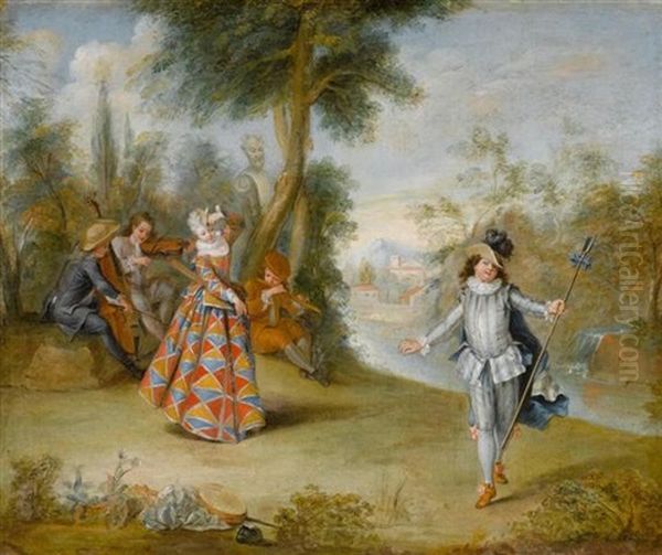 Galante Szene Im Park Oil Painting by Francois Octavien