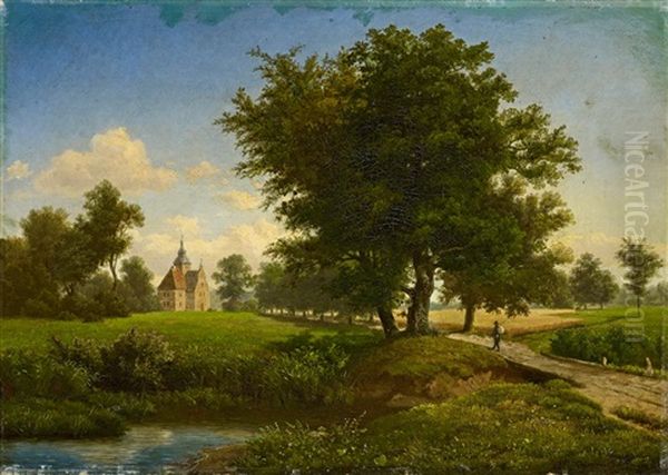 Ansicht Der Heinrichsburg Am Vorplatz Von Schloss Puchau Oil Painting by Otto Odebrecht