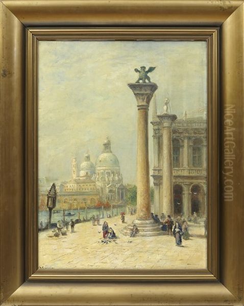 Marcusplatsen - Motiv Fran Venedig Oil Painting by Frans Wilhelm Odelmark