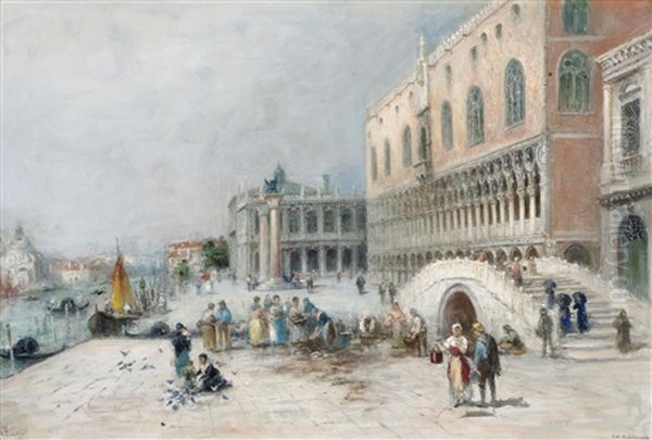 Markusplatsen Oil Painting by Frans Wilhelm Odelmark