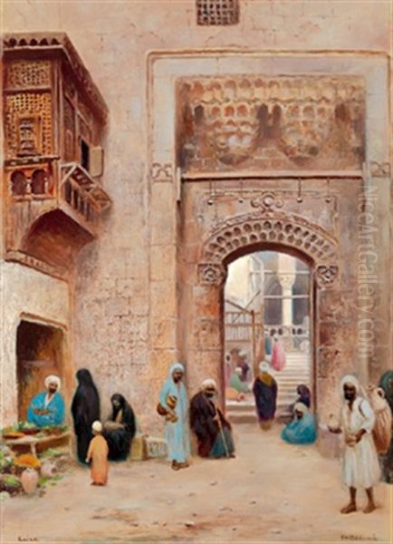 Marktszene In Kairo Oil Painting by Frans Wilhelm Odelmark