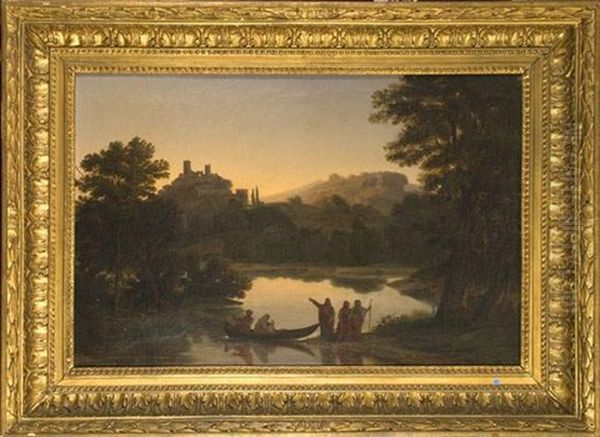 Le Christ Et Des Pelerin Pres D'un Lac Oil Painting by Edward Alexandre Odier