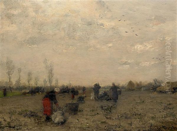 Bei Der Kartoffelernte Oil Painting by Georg Oeder