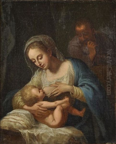 Madonna Oil Painting by Franz Ignaz Oeffele-Piekarski