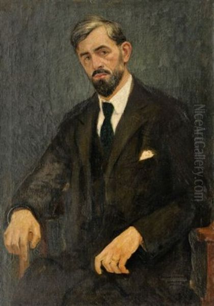 Bildhauer A. Lange Oil Painting by Georg Egmont Oehme