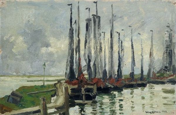 Ewer Im Hafen Von Greetsiel (?) Oil Painting by Georg Egmont Oehme