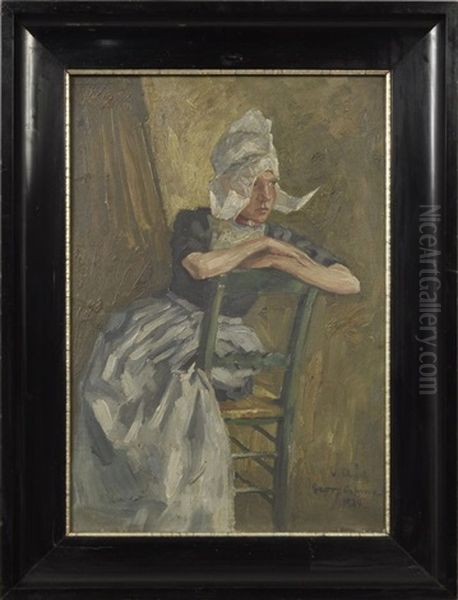 Junge Hollanderin, Auf Stuhl Sitzend Oil Painting by Georg Egmont Oehme