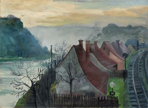 Am Bahndamm In Obervogelgesang Oil Painting by Hanns Oehme