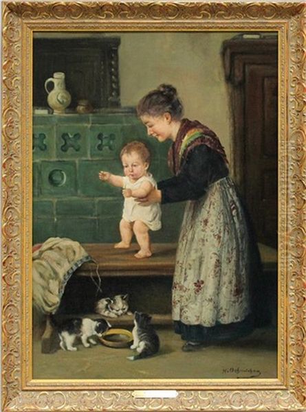 Die Ersten Schritte Oil Painting by Hugo Oehmichen