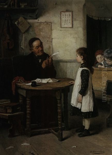 In Der Schulstunde / Die Prufung Oil Painting by Hugo Oehmichen