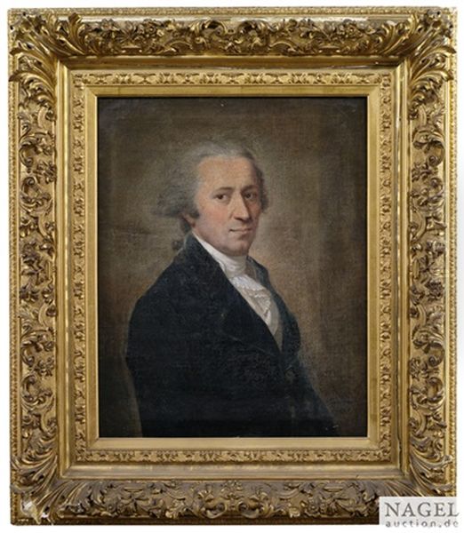 Bildnis Eines Herrn Im Blauen Gehrock Als Halbfigur Oil Painting by August Friedrich Oelenhainz