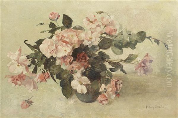 Still Life With Dog Roses Oil Painting by Frans David Oerder