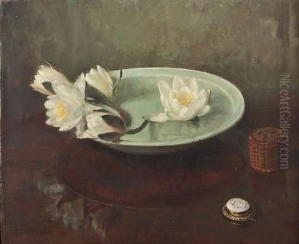 Still Life With Water Lilies Oil Painting by Frans David Oerder