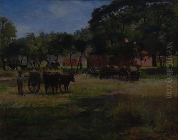 Farm Near Pretoria Oil Painting by Frans David Oerder