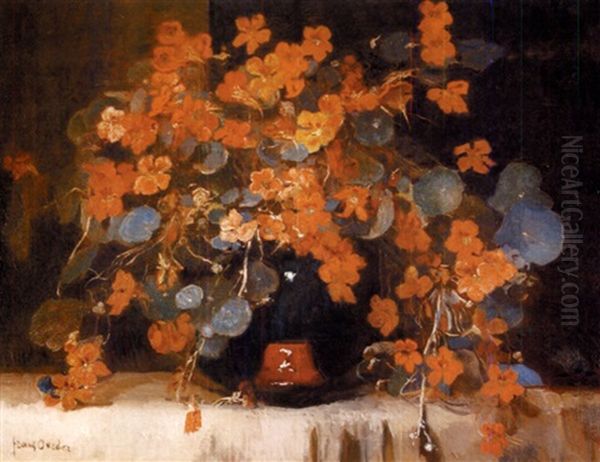 Still Life With Nasturtiums Oil Painting by Frans David Oerder
