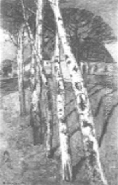 Birken Oil Painting by Alfred Oesteritz