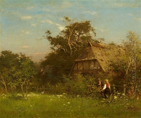 View Of Luneburg Heath Oil Painting by Carl August Heinrich Ferdinand Oesterley