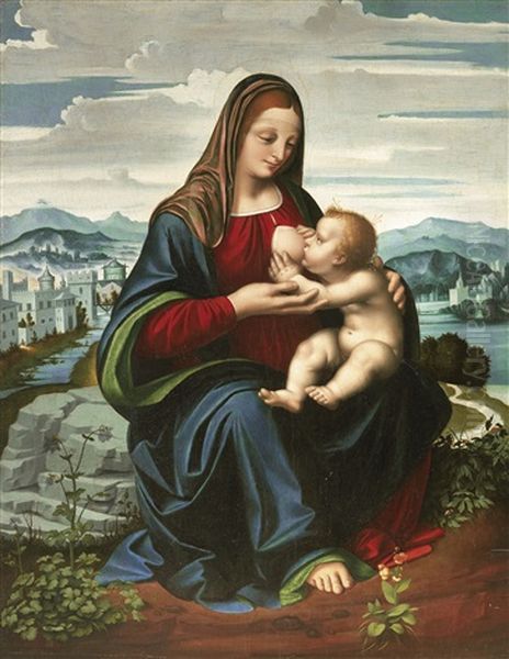 Madonna Allattante Col Bambino Oil Painting by Marco d' Oggiono
