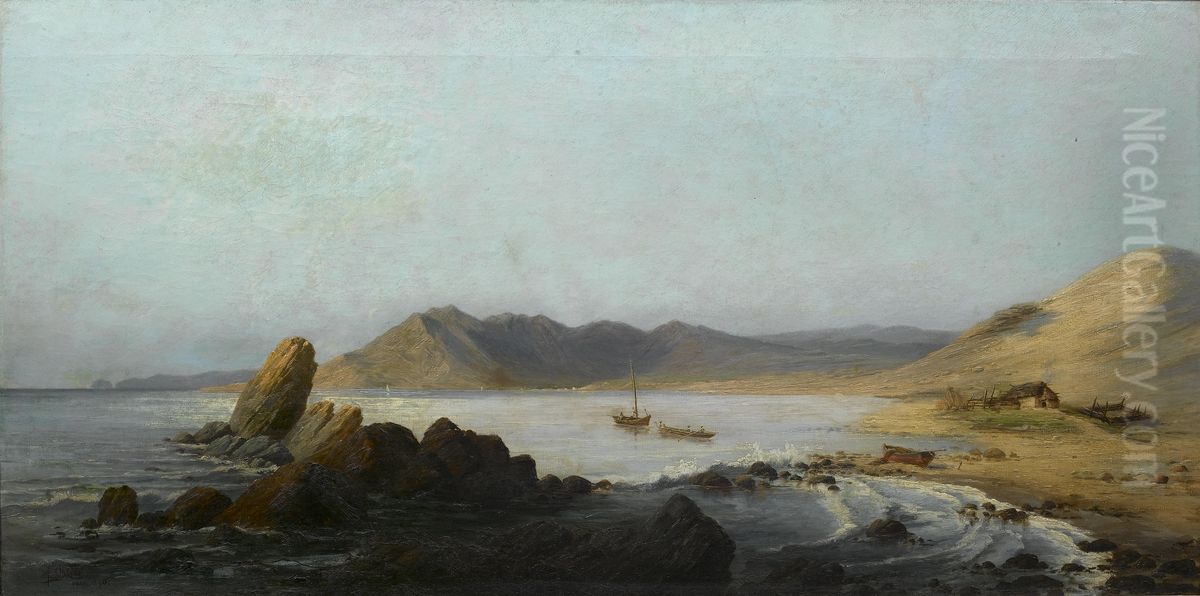 View On The Chilean Coast, Near Valparaiso Oil Painting by Theodor Ohlsen