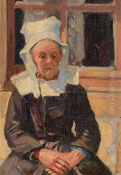 Breton Woman Oil Painting by Aloysius C. O'Kelly