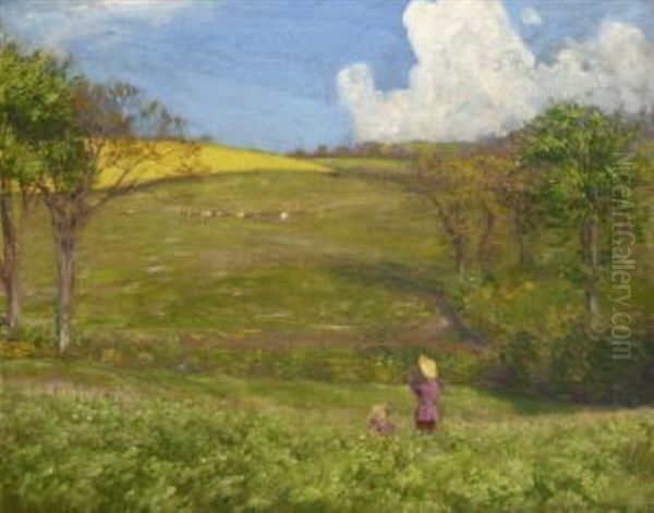 Blick Ins Land, Mietschau Oil Painting by Hans Olde