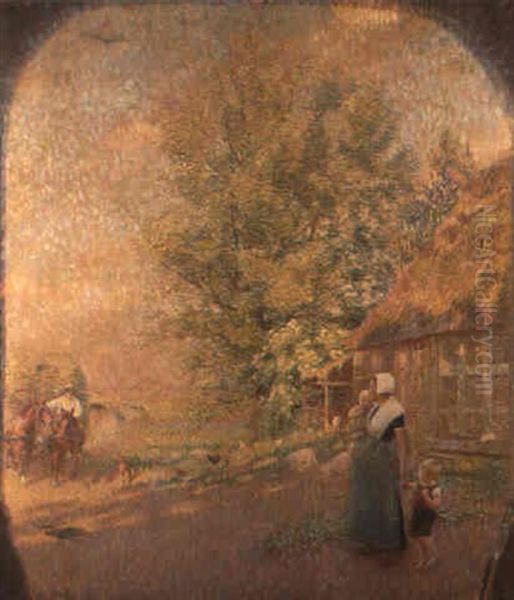 Sommertag - Heimkehrender Bauer Mit Heuwagen Oil Painting by Hans Olde