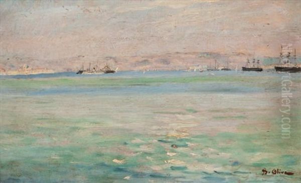 La Rade De Marseille Oil Painting by Jean Baptiste Olive