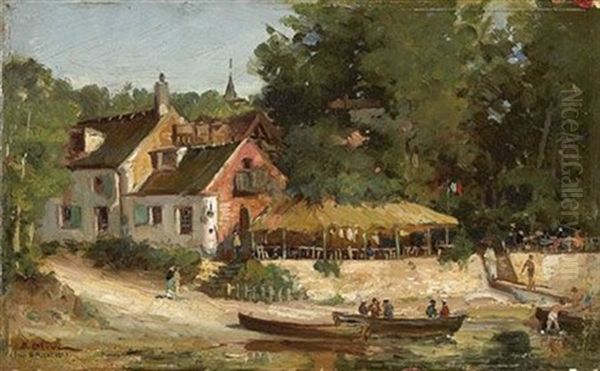 L'ecu De France, La Varenne Oil Painting by Jean Baptiste Olive