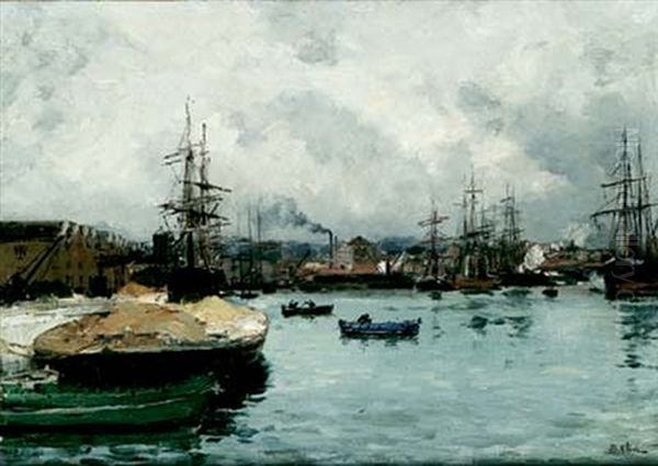 Le Port De Commerce Oil Painting by Jean Baptiste Olive