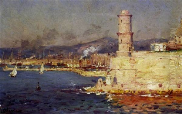 Entree Du Port Marchand Oil Painting by Jean Baptiste Olive