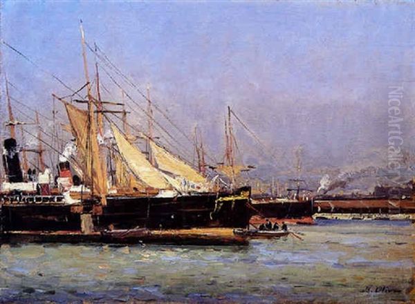 Embarcation Dans Le Port De Marseille Oil Painting by Jean Baptiste Olive