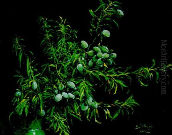 Feuille D'amandier Oil Painting by Jean Baptiste Olive