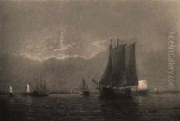 Coming Into Harbor Oil Painting by Thomas Clarkson Oliver