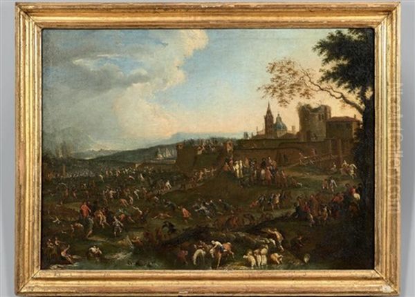 Soulevement Populaire Dans Une Ville Italienne Oil Painting by Pietro Domenico Olivero