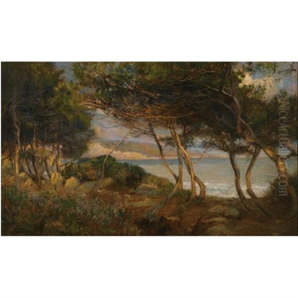 The Coast Near La Mortola Oil Painting by Herbert Arnould Olivier