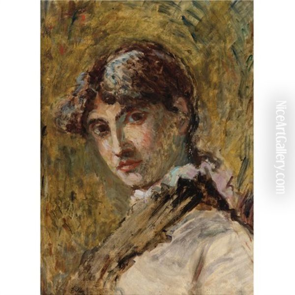 Portrait Of A Lady Oil Painting by Francisco Manuel Oller